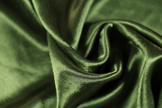 Krepp Satin Olivgrün Stoff glänzend 140cm weich fallend