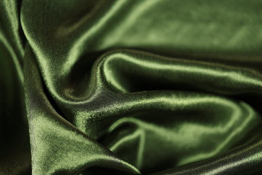 Olivgrüner Satin Stoff für Blusen & Deko