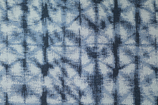 Vorhangstoff – Indigo Linienmuster – hochwertiger Baumwollstoff mit stilvollem Muster