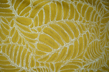 Blattmuster Jacquard – Senfgelb – eleganter Möbel- und Dekostoff mit stilvollem Muster