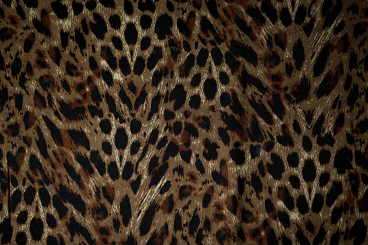 Viskose – Animalprint Braun mit Glanz – ideal für Sommerkleidung, Blusen und Accessoires